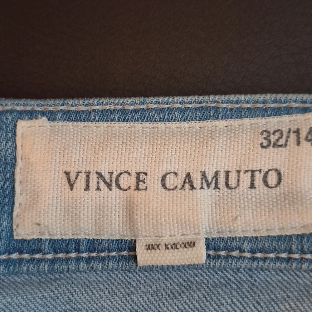 Vince Camuto light wash skinny leg frayed edge stretch denim jeans Sz 14